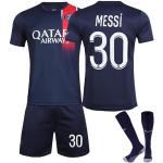 2023 24 New Printed Fußball Jersey Anzug 30 Messi Trikot für Kinder PSG Fussball Sport Kids Soccer Quick Dry Breathable Football Jersey Mbappe Neymar T Shirt Shorts and Socks