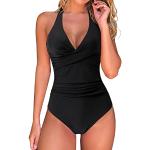 Schwarze Sexy V-Ausschnitt Push-Up Badeanzüge mit verstellbaren Trägern für Damen Größe M für den für den Sommer 