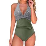 Grüne Sexy V-Ausschnitt Push-Up Badeanzüge mit Meer-Motiv mit verstellbaren Trägern für Damen Größe M für den für den Sommer 