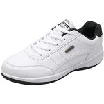 Weiße Business Plateauabsatz Low Sneaker mit Schnürsenkel aus Leder rutschfest für Herren Größe 43 für den für den Sommer 