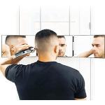 RYUNQ 3-Wege-Spiegel Haare Schneiden für Männer, 360°klappbarer Spiegel verstellbare Höhen-Halterungen, großer Spiegel DIY-Haarschnitt-Werkzeug zum Aufhängen für Badezimmer, Schlafzimmer