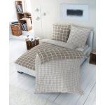 Graue Karo Bettwäsche Sets & Bettwäsche Garnituren mit Reißverschluss aus Renforcé maschinenwaschbar 200x200 