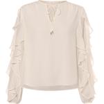 Weiße Elegante s.Oliver BLACK LABEL Rundhals-Ausschnitt Blusenshirts & Schlusen mit Volants aus Kunstfaser für Damen Größe L 