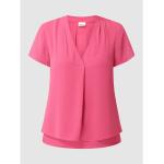 Reduzierte Pinke Kurzärmelige s.Oliver BLACK LABEL V-Ausschnitt V-Shirts aus Chiffon für Damen Größe XS 