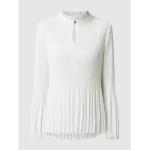 Weiße Langärmelige s.Oliver BLACK LABEL Stehkragen Peplum-Shirts & Schößchen-Shirts aus Polyester für Damen Größe XL 