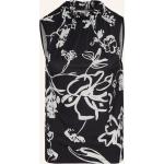 Schwarze Blumenmuster s.Oliver BLACK LABEL Stehkragen Blusentops aus Polyester für Damen Größe L für den für den Sommer 