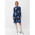 Royalblaue Langärmelige s.Oliver BLACK LABEL Mini Stehkragen Minikleider & kurze Kleider aus Viskose für Damen Größe S für den für den Winter 