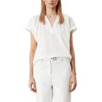 Weiße Unifarbene Kurzärmelige s.Oliver BLACK LABEL Blusenshirts & Schlusen aus Baumwolle für Damen Größe XS 