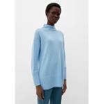 Reduzierte Blaue s.Oliver BLACK LABEL Stehkragen Kaschmir-Pullover aus Wolle für Damen Übergrößen für den für den Herbst 