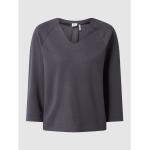 Reduzierte Anthrazitfarbene 3/4-ärmelige s.Oliver BLACK LABEL V-Ausschnitt Damensweatshirts aus Viskose Größe L 