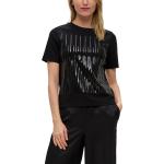 Schwarze s.Oliver BLACK LABEL T-Shirts mit Pailletten aus Baumwolle für Damen Größe M 