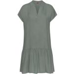 Grüne Kurzärmelige s.Oliver V-Ausschnitt Sommerkleider mit Volants für Damen Größe XS für den für den Sommer 