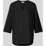 Schwarze 3/4-ärmelige s.Oliver RED LABEL Tunika-Blusen aus Leinen für Damen Größe XS 