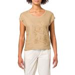 Reduzierte Sandfarbene s.Oliver V-Ausschnitt T-Shirts aus Baumwolle für Damen Größe L 