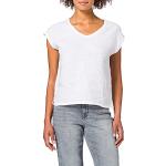 Reduzierte Weiße Bestickte s.Oliver V-Ausschnitt T-Shirts aus Baumwolle für Damen Größe S 