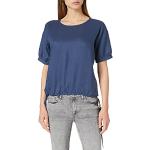 Blaue s.Oliver Rundhals-Ausschnitt T-Shirts mit Knopf für Damen Größe XS 