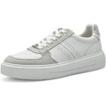 s.Oliver Damen Sneaker flach aus Leder mit dicker Sohle, Weiß (White/Grey), 37