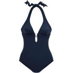 Blaue Neckholder Badeanzüge aus Polyamid ohne Bügel für Damen Größe L 