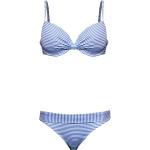 Blaue Gestreifte Push Up Bikinis mit Bügel für Damen Größe XL 