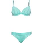 Mintgrüne Gestreifte Push Up Bikinis mit Bügel für Damen Größe XL 