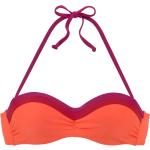 Dunkelrote Color Blocking Bandeau Bikinitops aus Polyamid ohne Bügel für Damen Größe S 