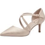 Champagnerfarbene Elegante s.Oliver Spitze High Heels & Stiletto-Pumps mit Riemchen für Damen Größe 40 