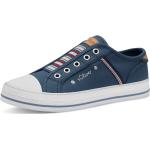 Blaue Slip-on Sneaker ohne Verschluss aus Textil für Damen Größe 39 mit Absatzhöhe bis 3cm 