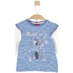 Reduzierte Blaue Langärmelige s.Oliver Pailletten Shirts für Kinder mit Glitzer aus Baumwolle maschinenwaschbar für Jungen Größe 74 