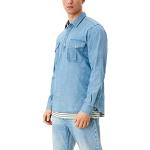 Blaue Langärmelige s.Oliver Kentkragen Hemden mit Kent-Kragen aus Denim für Herren Größe XXL 