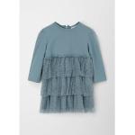Reduzierte Blaue Langärmelige s.Oliver Jerseykleider für Kinder mit Volants aus Jersey für Babys Größe 56 