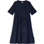 Reduzierte Blaue Kurzärmelige s.Oliver Junior Midi Volantkleider für Kinder & Kinderstufenkleider mit Volants aus Popeline für Mädchen Größe 146 