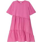 Pinke Kurzärmelige s.Oliver Junior Midi Volantkleider für Kinder & Kinderstufenkleider mit Volants aus Popeline für Mädchen Größe 146 