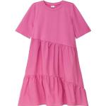 Pinke Kurzärmelige s.Oliver Junior Midi Volantkleider für Kinder & Kinderstufenkleider mit Volants aus Popeline für Mädchen Größe 164 