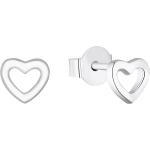 Silberne Motiv Herzohrstecker glänzend für Kinder zum Valentinstag 