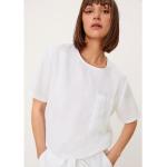 Offwhitefarbene Kurzärmelige s.Oliver Shirts mit Tasche aus Gummi trocknergeeignet für Damen Größe XS 