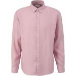 Pinke Unifarbene Langärmelige s.Oliver Button Down Kragen Herrenlangarmhemden aus Leinen Größe L für den für den Sommer 