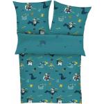 Blaue s.Oliver Kinderbettwäsche mit Reißverschluss aus Mako-Satin 135x200 