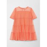 Orange Kurzärmelige s.Oliver Mini Volantkleider für Kinder & Kinderstufenkleider mit Volants mit Knopf aus Mesh für Mädchen Größe 110 