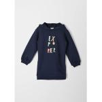 Reduzierte Marineblaue Langärmelige s.Oliver Mini Kindersweatkleider mit Glitzer aus Baumwolle für Mädchen Größe 122 