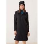 Schwarze Langärmelige s.Oliver Mini Sweatkleider mit Reißverschluss aus Baumwolle mit Kapuze für Damen Größe S 