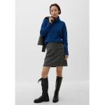 Schwarze Karo s.Oliver Mini Wollröcke mit Reißverschluss aus Baumwollmischung für Damen Größe XS 