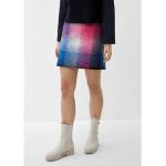 Marineblaue Karo s.Oliver Mini Wollröcke mit Reißverschluss aus Polyester für Damen Größe S 