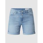 Hellblaue s.Oliver RED LABEL Bio Jeans-Shorts mit Reißverschluss aus Baumwollmischung für Damen Größe L 
