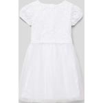 Weiße s.Oliver RED LABEL Kindertüllkleider mit Reißverschluss aus Baumwollmischung für Mädchen Größe 128 