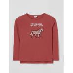 Mauvefarbene Langärmelige s.Oliver RED LABEL Pailletten Shirts für Kinder mit Pailletten aus Baumwolle für Mädchen Größe 140 