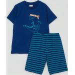 Blaue s.Oliver RED LABEL Kurze Kinderschlafanzüge mit Dinosauriermotiv aus Baumwolle für Jungen Größe 116 
