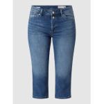 Reduzierte Blaue s.Oliver RED LABEL Bio Slim Fit Jeans mit Reißverschluss aus Baumwollmischung für Damen Übergrößen 