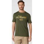 Olivgrüne Kurzärmelige s.Oliver RED LABEL Rundhals-Ausschnitt Kurzarm-Poloshirts aus Baumwolle für Herren Größe 3 XL 