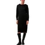 Schwarze Unifarbene Casual Langärmelige s.Oliver Strickkleider aus Polyamid mit Kapuze für Damen Größe XS 
