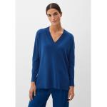 Reduzierte Blaue Langärmelige s.Oliver V-Ausschnitt Kaschmir-Pullover aus Wolle für Damen Größe XS für den für den Herbst 
